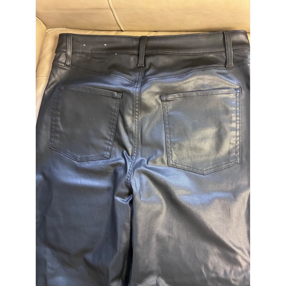 Chicos Faux Leather Wide Leg Pants Black Size 2R US 12R Matte Coated 5-Pocket - Picture 5 of 6